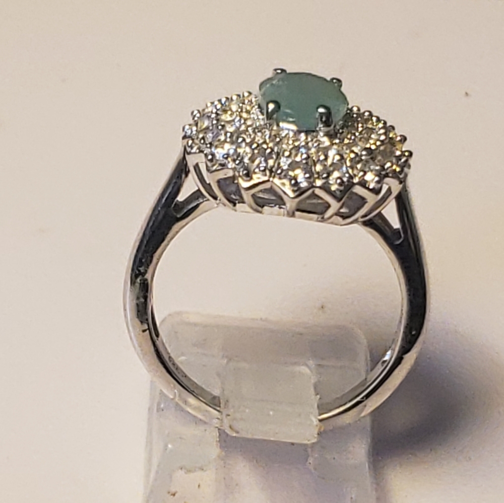 NWOT Genuine Grandidierite & White Zircon Halo Ring - Picture 10 of 10